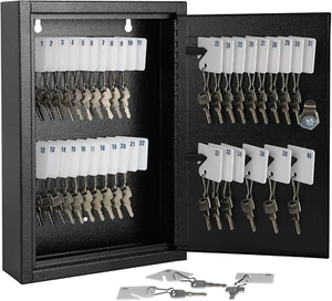Key Storage Lock Box with Key, Locking Key Cabinet, 40 Key Holder Box Wall Mount - Picture 1 of 13