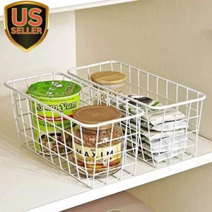 No Drilling Wall Hanging Mounted Metal Wire Baskets with Free Wall Hooks, Kit... - Picture 1 of 12