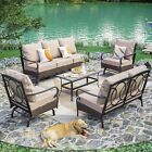 7 Seat Outdoor Furniture Set With Coffee Table Rattan Patio Rocking Chairs