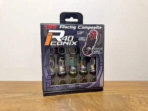 KYO-EI Kics Racing R40 Iconix Lock Lug Set Aluminum - M12x1.25 - Neochrome/Black - Picture 1 of 2