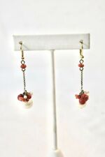 CAROLINA Pearl & Red Drop Shape Dangle Earrings Lady's Fashion On Sale