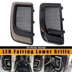 Motorcycle Fairing Lower Grills LED Turn Signal Run Light For Harley Touring New - Picture 1 of 12