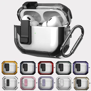 For Apple AirPods 4th 3rd 2nd Gen/Pro 2 Shockproof Armor Lock Case with Keychain - Picture 1 of 19