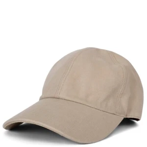 70869 auth LORO PIANA taupe linen SUEDE TRIM BASEBALL CAP Hat S - Picture 1 of 8