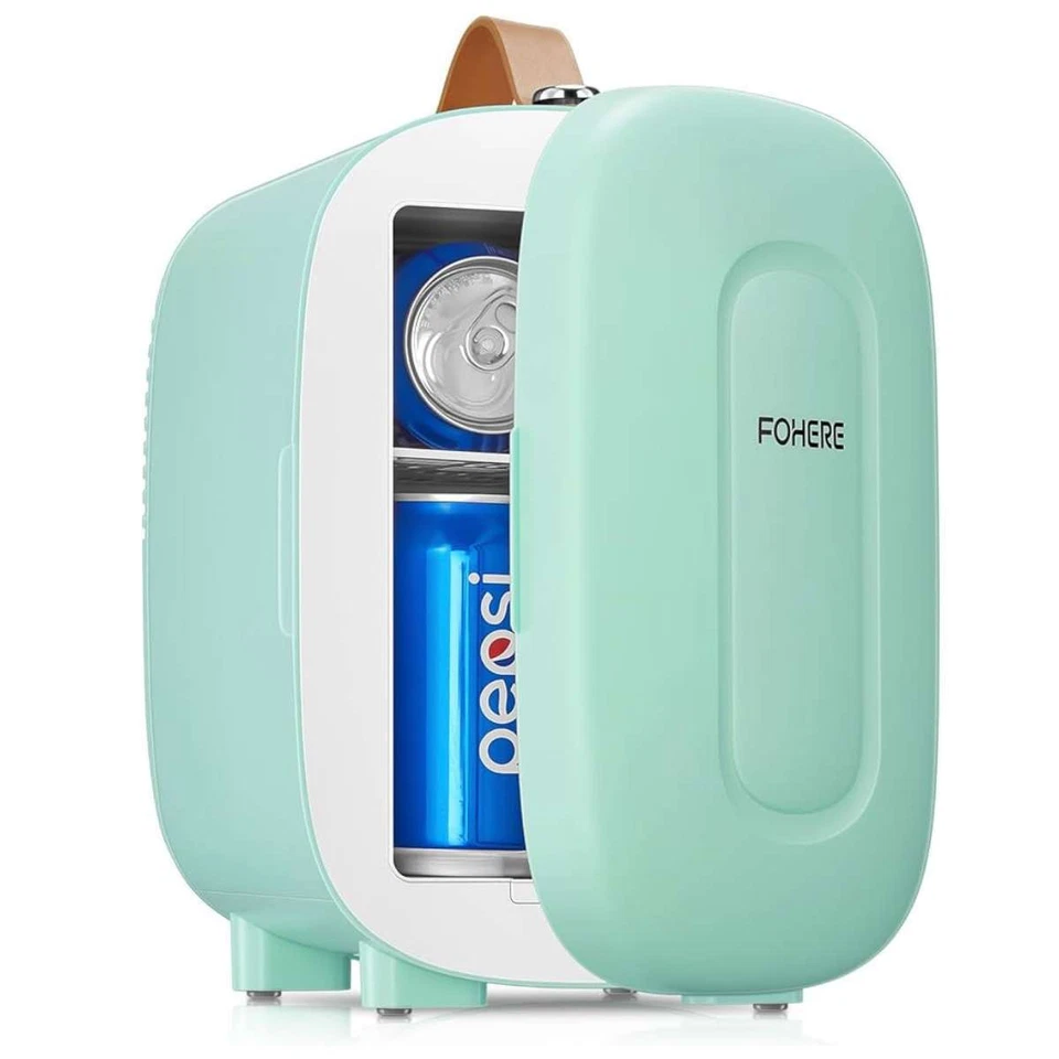 FOHERE Kühlbox Mini Kühlschrank Minibar Tragbar 5 Liter 240V 9V Camping Auto Büro mint