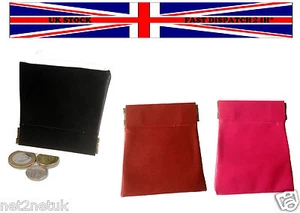 MENS LADIES BLACK, BROWN AND PINK SOFT LEATHER COIN POUCH WALLET PURSE - Picture 1 of 4