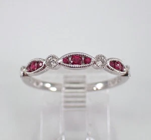 18K Weißgold Rubin und Diamant Ehering Jubiläum Band Edelstein Schmuck - Bild 1 von 7
