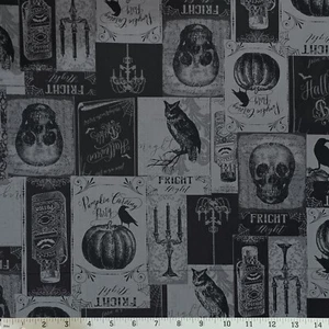 Halloween Mystery Manor Tela de Algodón Espeluznante Cuervo Atemporal Calavera Veneno - Imagen 1 de 1