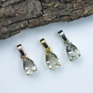 Natural green amethyst cutstone pendant 925 sterling silver pendant fine jewelry - Picture 1 of 13