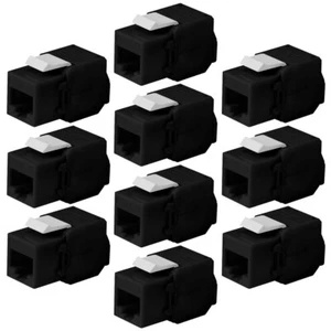10 Pcs CAT6A RJ45 Network LAN Ethernet Keystone Jack Toolless 180 Degree Black - Picture 1 of 4