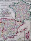 Westeuropa Frankreich Spanien Portugal Schweiz 1860 Mitchell handfarbige Karte