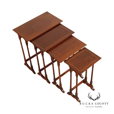 Georgian Style Mahogany Inlaid Nesting Tables Cover