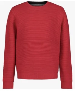 IZOD Boy’s Christmas Red Ribbed Knit Sweater Crew Neck 100% Cotton Size XL 18/20 - Picture 1 of 9