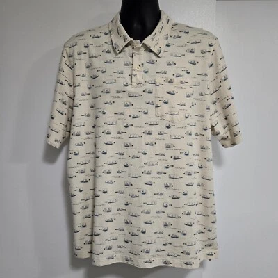 LL BEAN мужской размер XL Reg слегка резинке слоновой кости корабль в бутылке хлопок рубашка-поло - Изображение 1 из 4