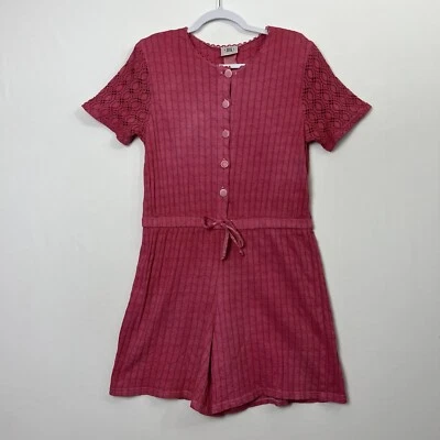 Vintage 90s David Wayne Casual Textured Romper Lace Sleeves Womens Small - Image 1 of 4