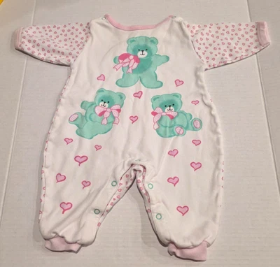 Body Vintage Honors Baby Ursos Verdes e Corações Rosa Tamanho 3-6 Meses - Imagem 1 de 4