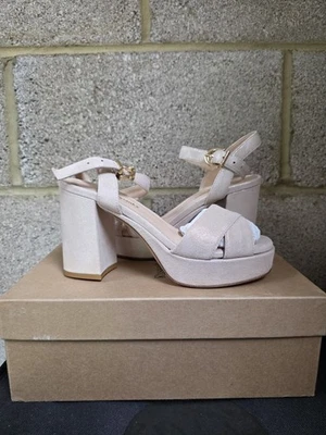 Russell & Bromley Heels Suede Platnium & Pink Platform UK 6 EU 39 Shoes Sandals  - Image 1 of 4