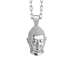 Buddha in Polished Sterling Silver Necklace for Healing Gift - Picture 1 of 9