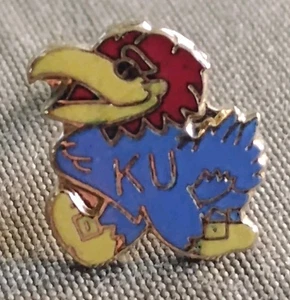 VTG University of Kansas Jayhawk KU 10k Gold Filled Pin NCAA Mascot Sports - Picture 1 of 2