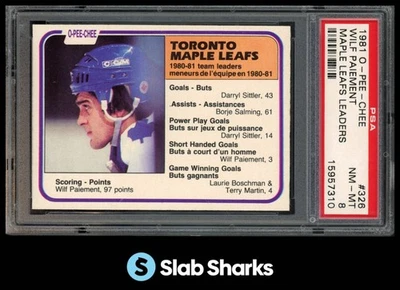 1981 O-PEE-CHEE #326 WILF PAIEMENT MAPLE LEAFS LEADERS PSA 8 - Image 1 of 4