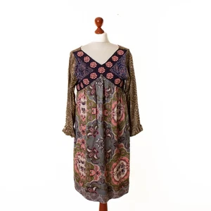 Vestido ODD MOLLY 100% Seda Multicolor Manga Larga Bordado Paisley Talla... - Imagen 1 de 9