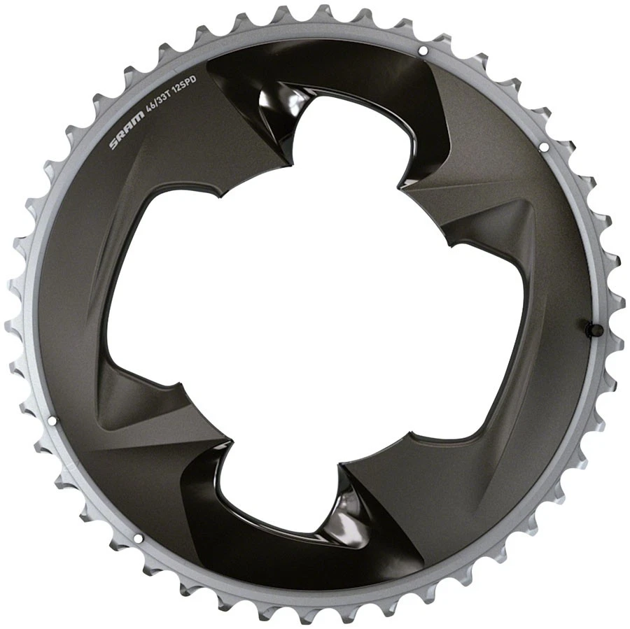 SRAM Force 2x12-speed Outer Chainring - 46t 107 BCD 4-bolt Polar Grey for US
