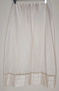 Vintage Beige Nylon with Satin Lace Trim Half Slip Lorraine Small Tall Coquette  - Picture 1 of 7