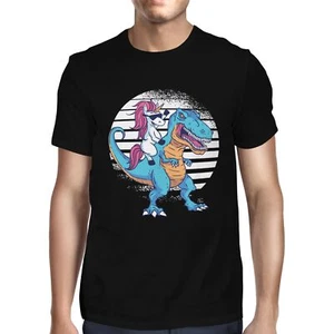 1Tee Herren T-Shirt Einhorn Reiten Dinosaurier - Bild 1 von 18