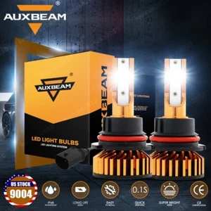 AUXBEAM 9004 HB1 High Low Beam LED Headlight Bulbs 10000LM Replace Halogen White - Picture 1 of 12