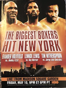 1996 HBO Boxing PRINT AD Evander Holyfield Lennox Lewis MSG NYC VTG 1990s - Picture 1 of 5