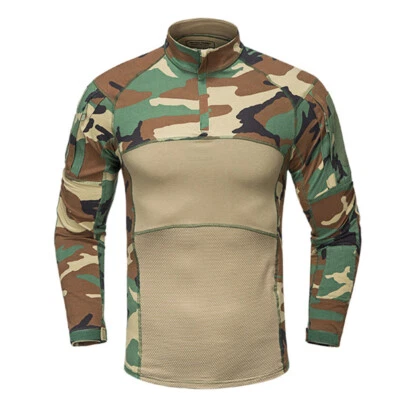 Tactical Shirt Long Sleeve Top Camo Airsoft Outdoor Black Camo Hunting Airsoft - Image 1 of 4
