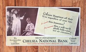 1928 CHELSEA NATIONAL BANK TROLLEY OVERHEAD POSTER ATLANTIC CITY NJ - Picture 1 of 5
