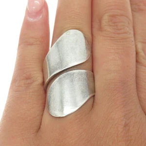 925 Sterling Silver Vintage Mexico Modernist Overlap Ring Size 8.25 - Photo 1 sur 8
