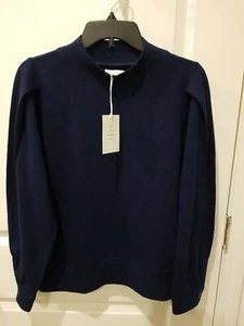 Free Assembly Women  L/S Mock Neck Top Navy Size Large - Picture 1 of 3