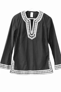 Craig Taylor Women's S Embroidered Tunic Top Cotton Black White boho cozy beachy - Picture 1 of 8