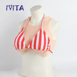 IVITA 3XL E Cup Realistic Boobs Silicone Breast Forms Fake Boobs Vest Style - Picture 1 of 11