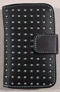 Funda tipo folio universal de cuero PU para iPhone 4S iPhone 4 con bolsillo para tarjetas negra/aqua - Imagen 1 de 8