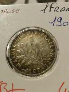 PEU COURANTE **** 1 FRANCS SEMEUSE 1907 **** TTB - Imagen 1 de 2
