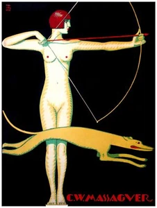 Wall Decor POSTER.Deco Archer an Greyhound.Room art.Interior Design.142 - Picture 1 of 1