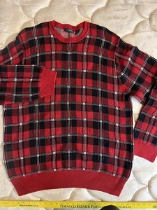 Men’s Saddlebred Sweater 2XLT XX Large Tall Red Plaid 2XL Tall Long Sleeve - Imagen 1 de 14