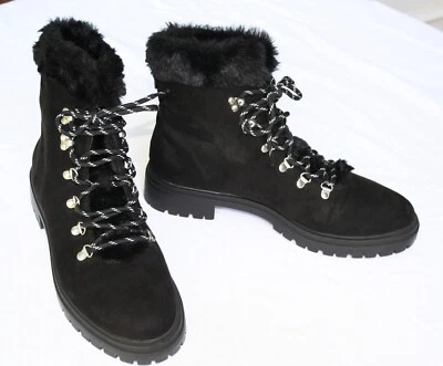 J. Crew 尺码 11 黑色麂皮绒皮革人造剪绒衬里北欧远足靴全新无标签 — 第 1/4 张图片