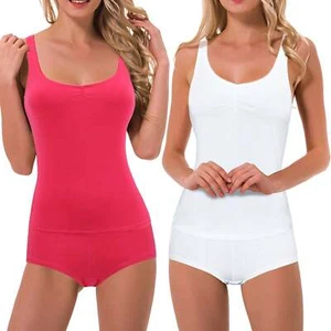 Women's Sexy Slim Fit Camisole Tank Top with Shorts Pajama Set pack of 2 - Picture 1 of 3