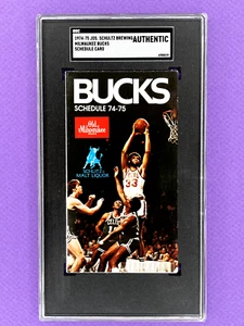 1974-75 Schultz Brewing Kareem Abdul-Jabbar Milwaukee Bucks Schedule SGC - Picture 1 of 2