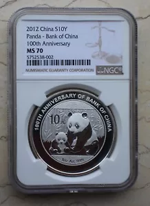 NGC MS70 China 2012 Silver 1oz Commemorative Panda Coin - Bank of China - Picture 1 of 2