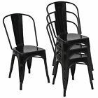 Lot de 4 Chaises en métal Style Industriel-Chic Cuisine Bistro Tolix Design Noir