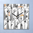 Glass Wall Clock Home Decor Living room Watercolour Animals Fox art 30x30