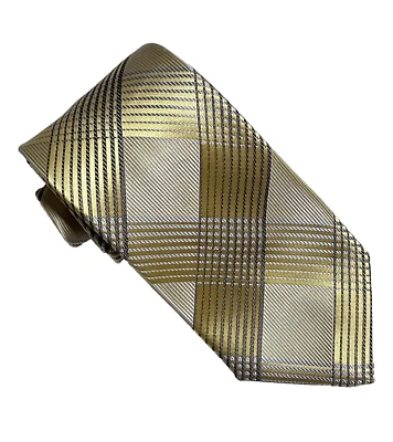 NWT Robert Talbott Monterey Light Gold w/Black/Ivory/Lilac Plaid Matte Silk Tie - Изображение 1 из 4