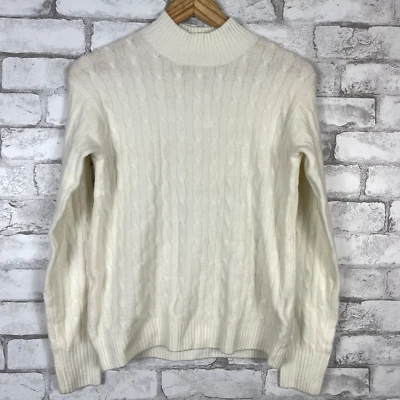 Suéter para mujer J.CREW FACTORY NUEVO CON ETIQUETAS tejido con cable marfil cuello falso MEDIANO BU741 Foto 1 de 4