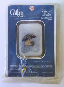 Vintage Cathy Needlecraft April Showers RABBIT Crewel Embroidery Stitchery Kit - Picture 1 of 8