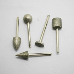 5 pz bava testa di rettifica diamantata punta trapano proiettile gambo 3 mm per utensile rotante 4-12 mm - Foto 1 di 9